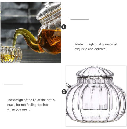 Glass Teapot with Infuser, Loose Leaf and Blooming Tea Maker, Stovetop Safe Kettle