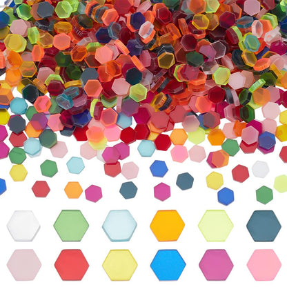 WEBEEDY 200g Glass Mosaic Tiles for Crafts About 750 Pcs Hexagon Shape Transparent Glass Pieces for Mosaic Projects Supplies Kit for Adults Beginners Home Lamp Art Christmas Decor Gift