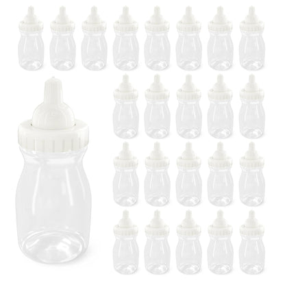 Baby Bottles for Baby Shower Game - 24 Pcs Clear Plastic Mini Bottles for Fun Bottle Chug Game