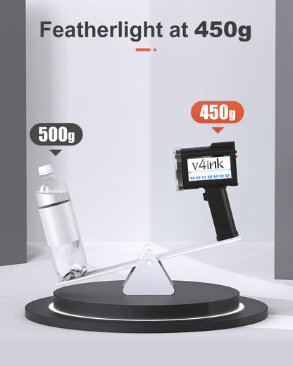 v4ink BENTSAI Handheld Inkjet Printer BT-HH6105B2 Portable TIJ Handheld Printer with 12.7mm Print Height for Batch Number Date Logo QR Code Barcode Picture Printing on Any Surfaces