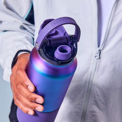 BrüMate Rise 35oz Water Bottle With Covered Silicone Straw | 100% Leakproof Insulated Water Bottle | Soft Sip Silicone Spout | Made of Stainless Steel | 35oz (Black Stainless)