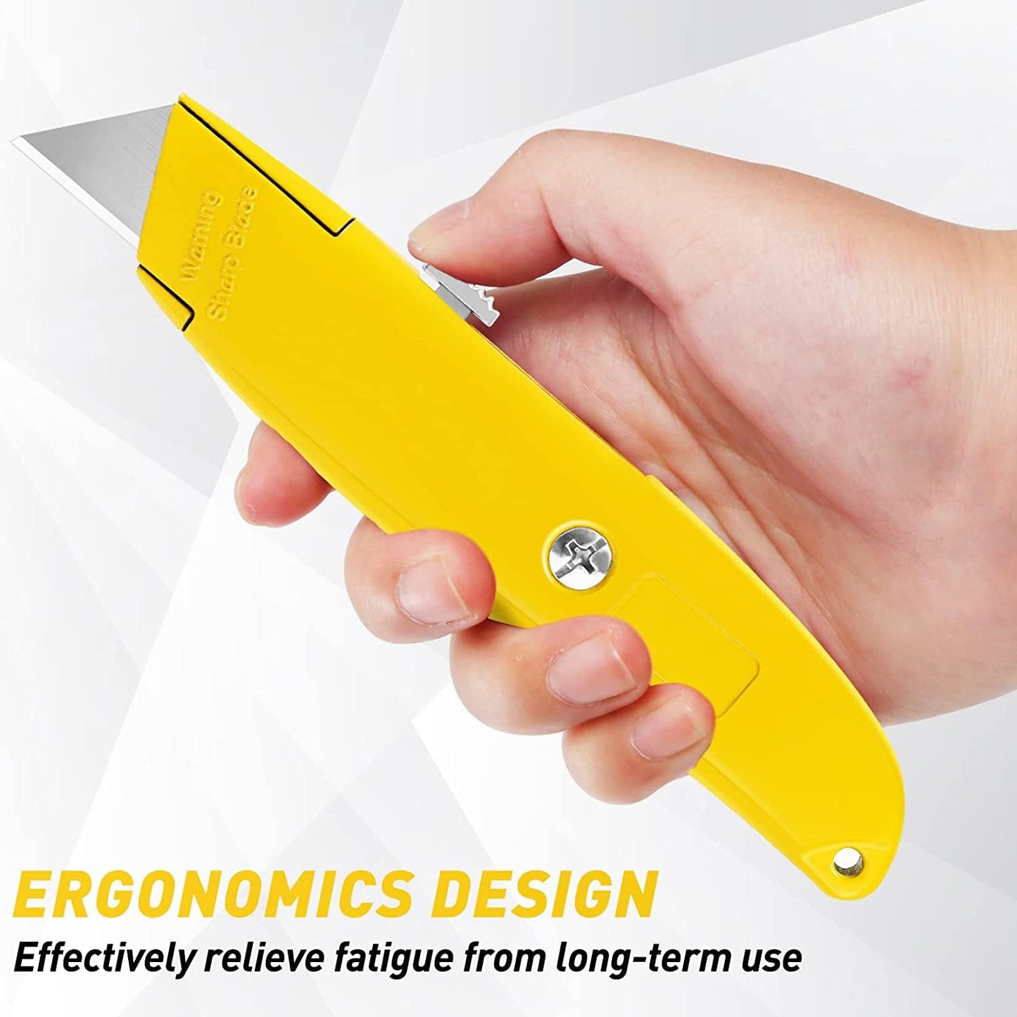 DIYSELF 4 Pack Box Cutter, Utility Knife, with 10 Extra SK5 Blades, Aluminum Shell Box Cutter Retractable for Papers, Cardboard, and Cartons, Razor Knife, Pipe Cutter(Red, Blue, Yellow, Black)
