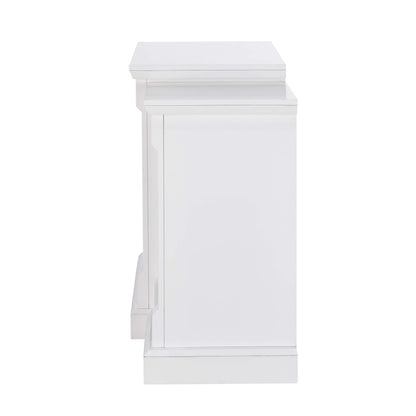 SEI Furniture Gallatin Faux Stone Electric Fireplace with Bookcases, New White