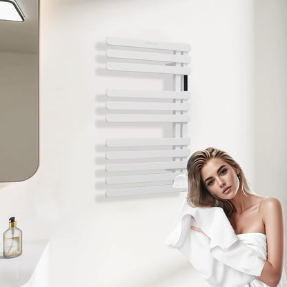 BLARALA Electric Towel Warmer Rack,Heating Towel Warmer, Timer & Temperature Control, 11 Bar Stainless Steel Towel Heater for Bathroom, White, Plug-in(31.5x19.69x4.92in) Nordic Style