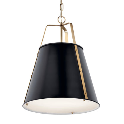 Kichler Etcher 2-Light Pendant Light Fixture, Kitchen Island Hanging Light with Etched Painted White Glass Diffuser in Black and Champagne Bronze (22.5" x 18"), 52711BK