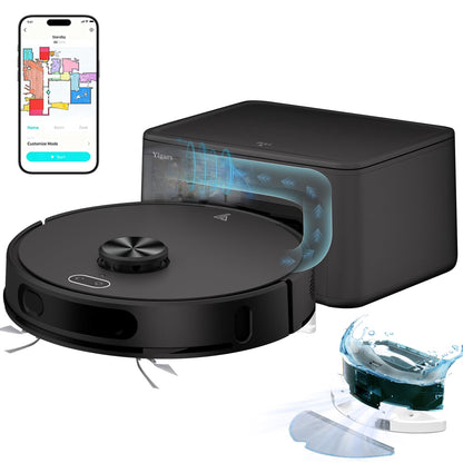 Robot Vacuum and Mop Combo,Up to 8000Pa Suction,Robot Vacuum Self-Emptying,70-Day Hands-Free Cleaning 220 Min Runtime LiDAR Navigation, Home Mapping, Ideal for Pet Hair, Hard Floors, Carpet-Black