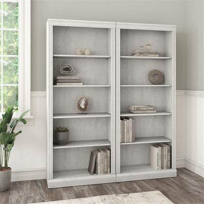 Bush Home Saratoga Tall 5 Shelf Bookcase - Set of 2 in Linen White Oak