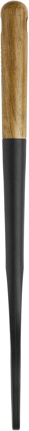 STAUB Risotto Spoon, Durable BPA-Free Matte Black Silicone Cooking Utensil with Acacia Wood Handles