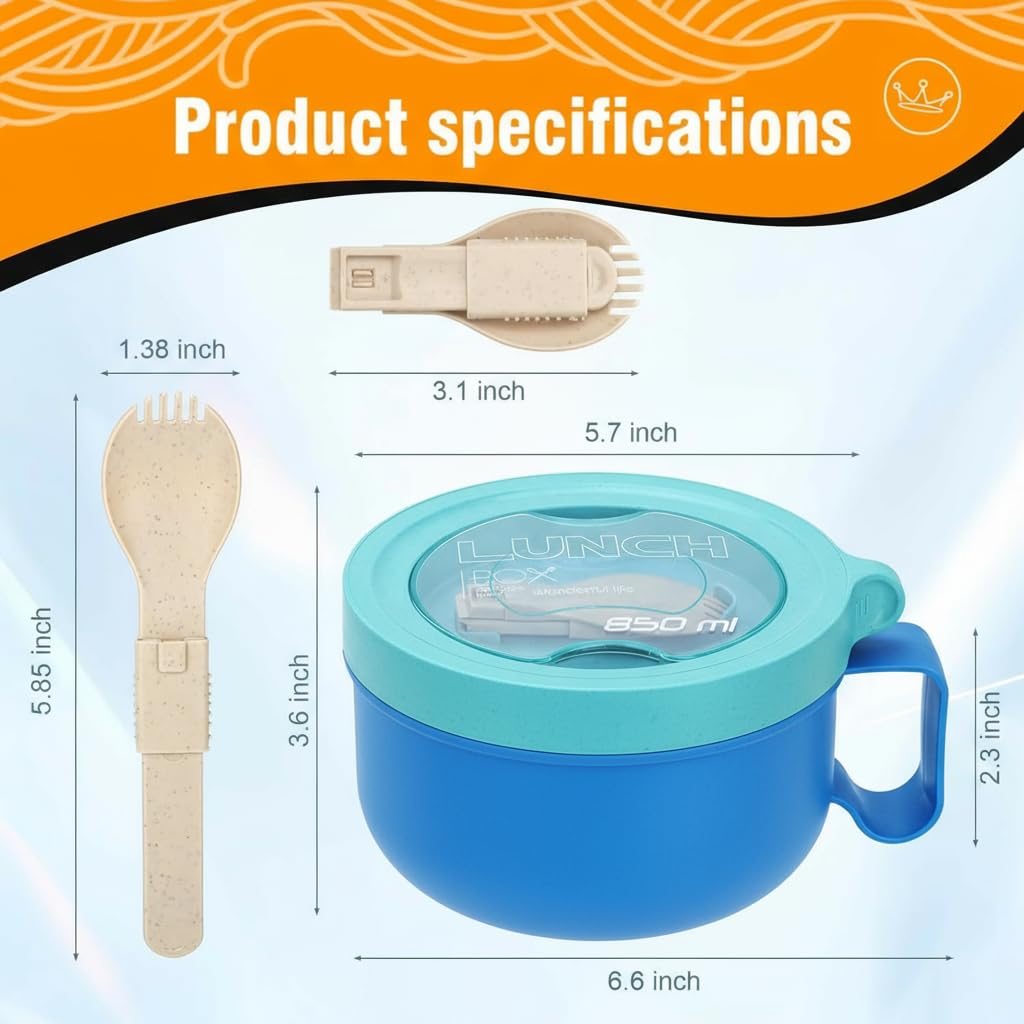 Microwave Bowl with Lids,Ramen Bowl,28oz Microwave Soup Mugs with Handles,for Soup and Instant Noodles,Oatmeal, Gumbo, Salad, College Dorm Room Essentials for Girls for Boys Apartment Essentials(Blue)