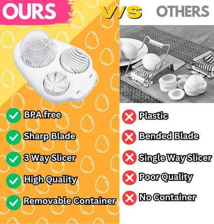 3 in 1 egg slicer for hard boiled eggs heavy duty - Handy Kitchen Dicer - Find Your Hidden Gift Inside The Box -Heavy Duty Stainless Steel Egg Cutter for soft food Strawberry, Mushroom