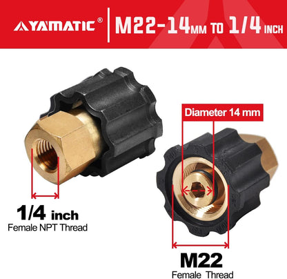 YAMATIC Pressure Washer Adapter, M22-14mm Female Thread to 1/4 Inch Female NPT Fitting, Power Washer Connector