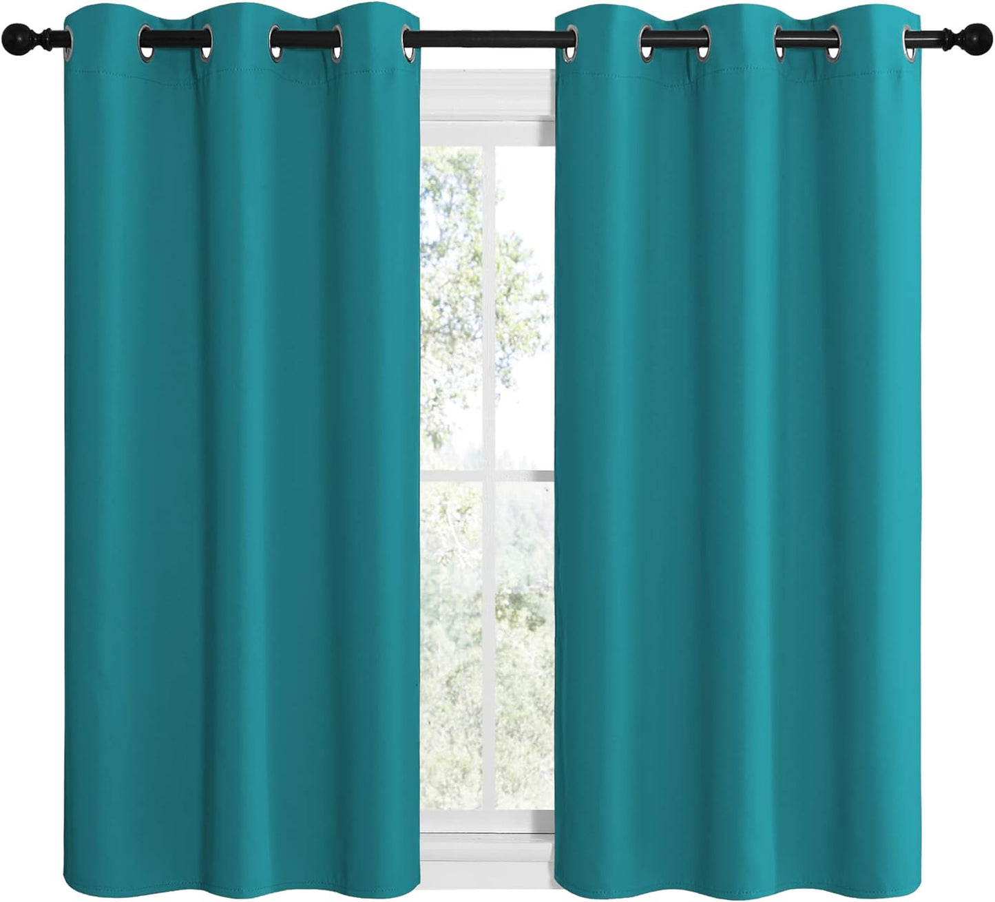 NICETOWN Blackout Curtains - Thermal Insulated Room Darkening Panels | 48-Inch Length, Peacock Teal (2 Pieces)