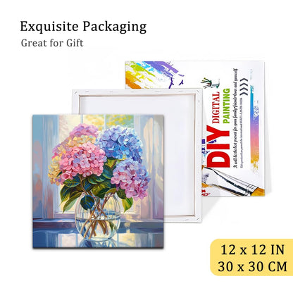 Natuyalo Framed Paint by Numbers Kit for Adults - Colorful Flowers DIY Adult Paint by Number Kits Vase Acrylic Canvas Painting for Adults Beginners Art Crafts with Frame, 12x12 Inch