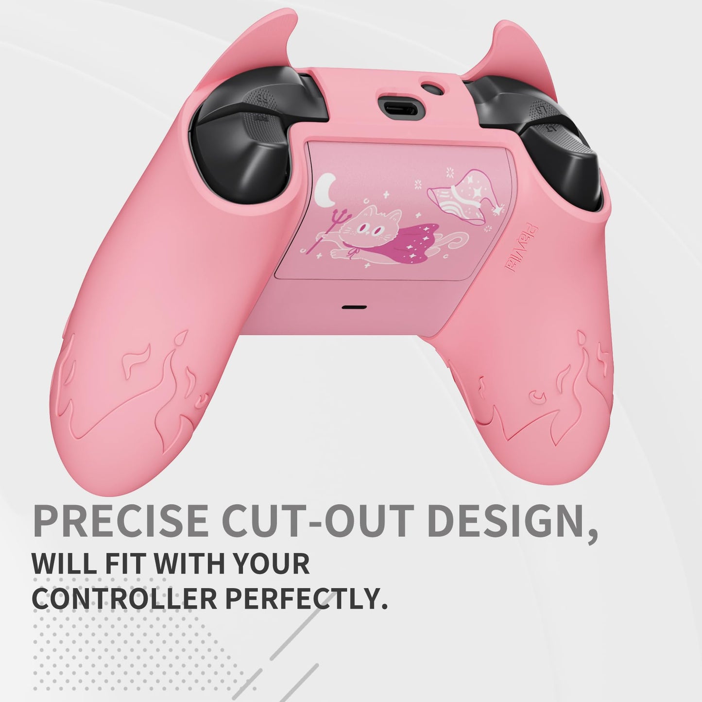 PlayVital Halloween Cute Demon Silicone Cover for Xbox Series X/S Controller, Kawaii Anti-Slip Controller Skin Grip Protector for Xbox Core Wireless Controller with Thumb Grip Caps - Pink