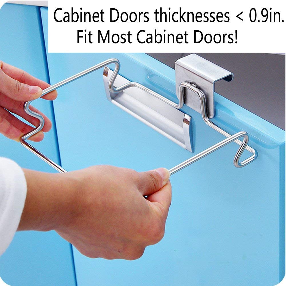 Large Stainless Steel Trash Bag Holder for Kitchen Cabinets, Under Sink Garbage Bag Holder, Waste Can