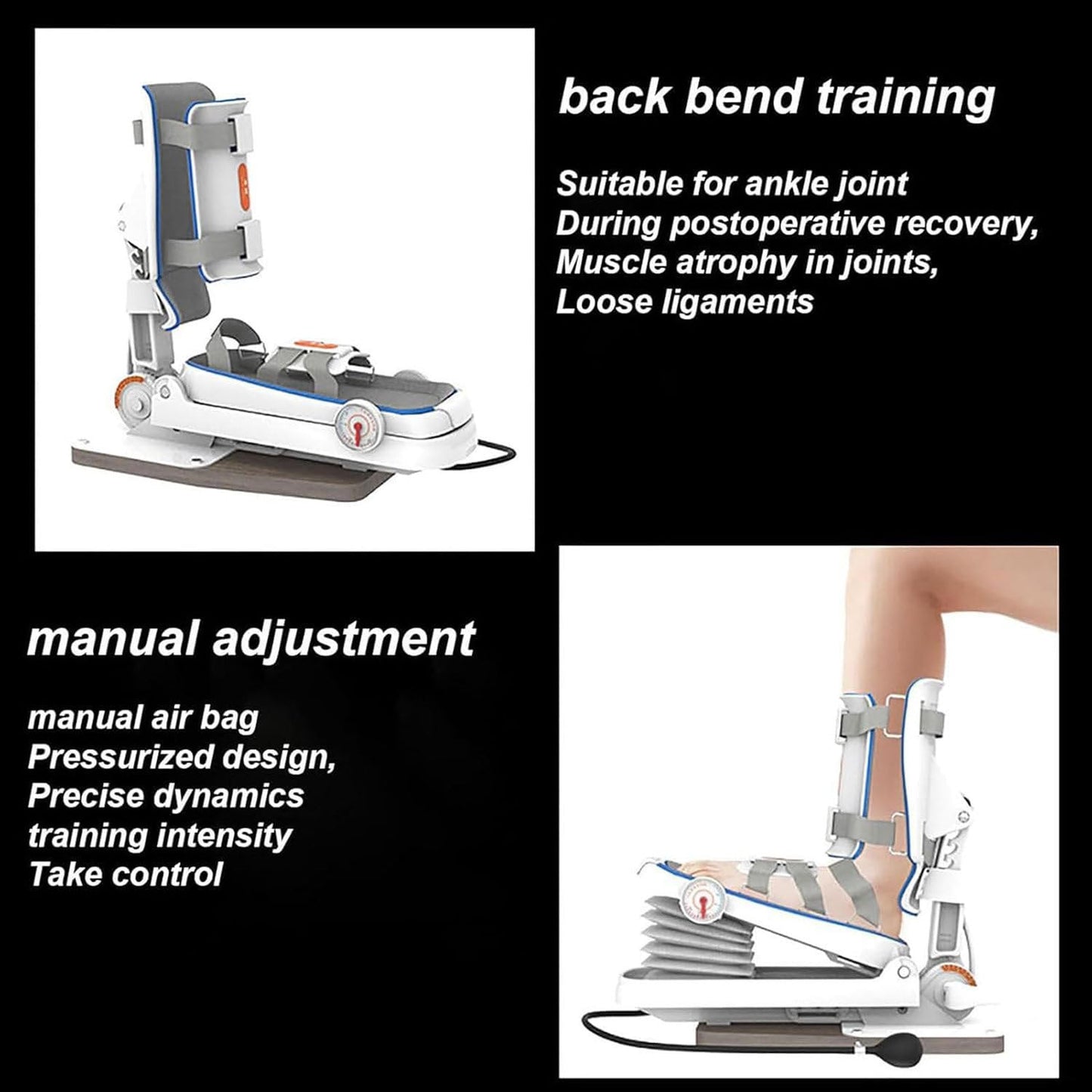 Oiyeknrd Ankle Joint Rehab Training Equipment,Ankle Joint Stretching Exerciser,Ankle Post-Operative Trainer,Angle/Strength Adjustable,for Reducing Pain/Ankle Sprain Manual