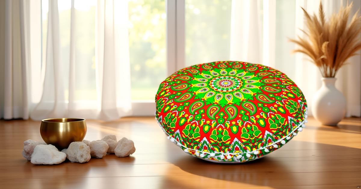 22 Inches Large Round seat Floor Cushion Chair Ottoman Cover Pouf Pillow Meditation Floor Cushions for Adults Seating