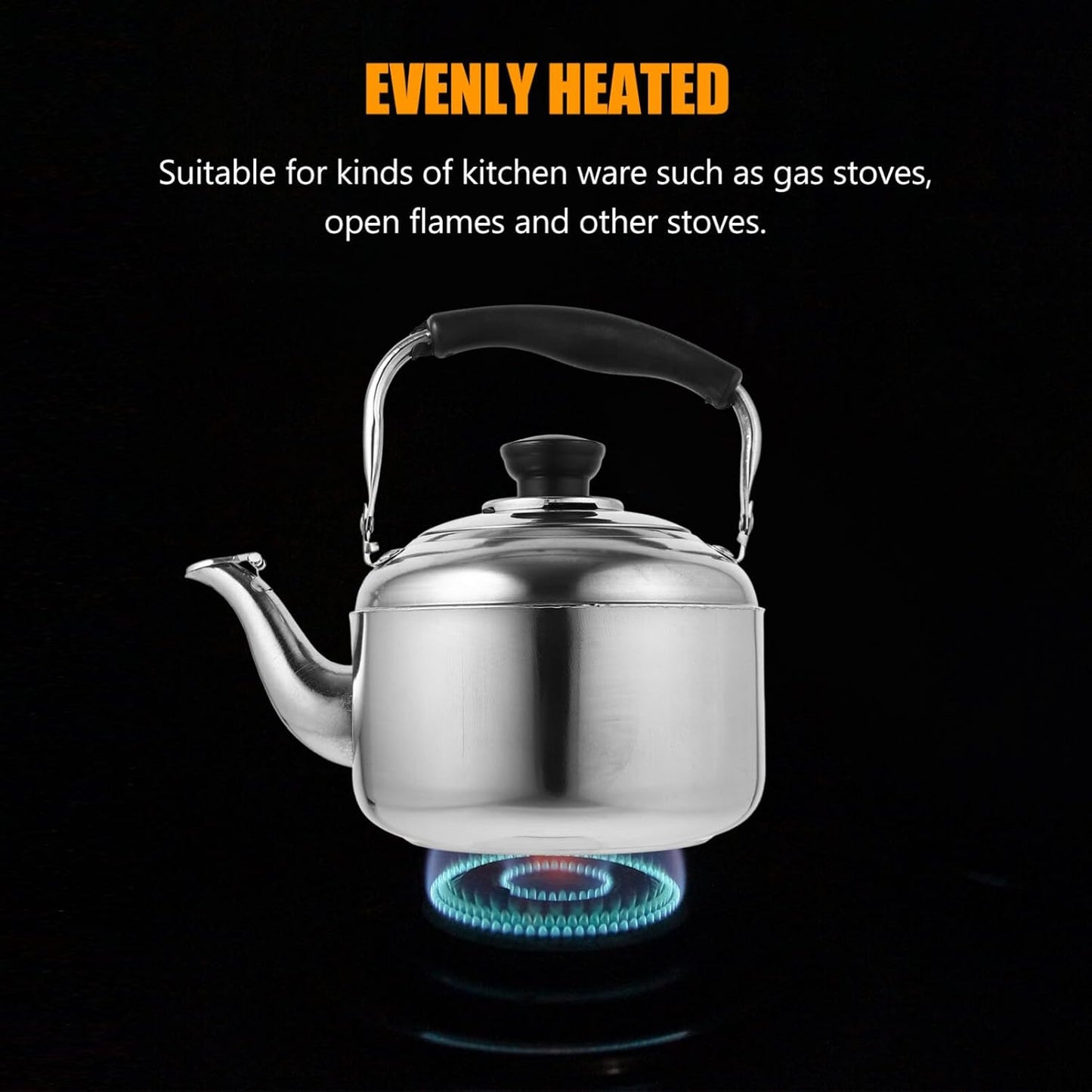 Alipis Stovetop Tea Kettle, 1.5L Stainless Steel Whistling Water Kettle with Cool Handle for Home, Kitchen, Cafe