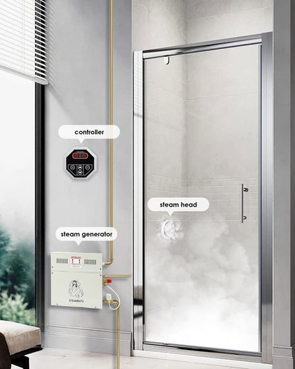CGOLDENWALL 10.5KW Luxury Steam Generator Shower System Kit Complete Home Steam Sauna Spa Steam Bath Generator with Waterproof Control and Auto Drain 95-131℉ Max Space Heating 10.5 m³/371 ft3 (10.5KW)