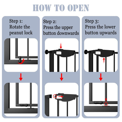 DEARBB Triple Lock Baby Gate for Stairs Doorways and House 31" to 86" Extra Wide Pressure Mounted Easy Walk Through Auto Close Safety Pet Gate Black 49.21-67.32"