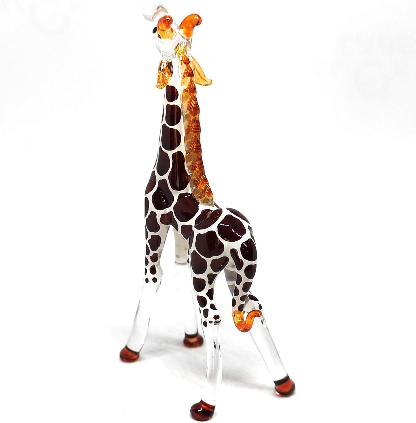 ZOOCRAFT Collectible Glass Giraffe Figurine - Hand Blown Safari Miniature Animal Home Decoration Statue