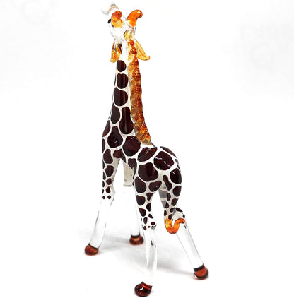 ZOOCRAFT Collectible Glass Giraffe Figurine - Hand Blown Safari Miniature Animal Home Decoration Statue