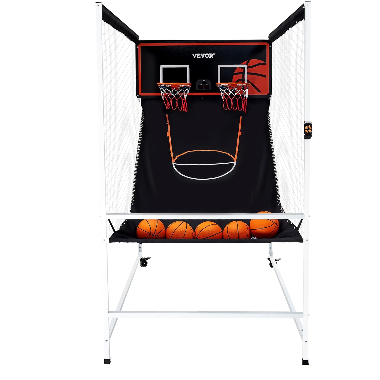 VEVOR Arcade Cage Basketball Game, 2 Player Home Dual Sport with 5 Balls, 8 Game Modes, Electronic Scoreboard, and Inflation Pump, Indoor Basketball Game for Kids, Youth Adults