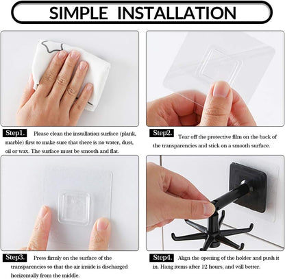Aosome Under Cabinet Utensil Holder Hanger Hook, 2 Pack, Black & White for Kitchen and Bathroom