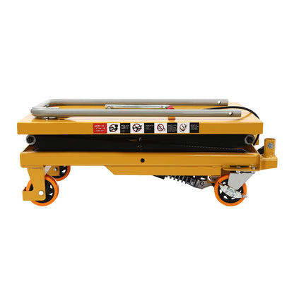 770lbs Double Scissor Hydraulic Lift Table Cart with 4 Wheels for Material Handling and Transportation, 51" Max. Lift Height Hydraulic Scissor Lift Table