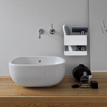 MyGift Modern Wall Mounted White Metal Hair Styling Tools Holder - 2 Slots, Salon Hot Tool Organizer Rack