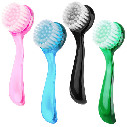 4 Colors Facial Cleansing Brush, Beomeen Face Scrubber Exfoliating Brush Face Wash Scrub Exfoliator for Skin Care, Makeup Removal (Blue, Pink, Purple, Clear)