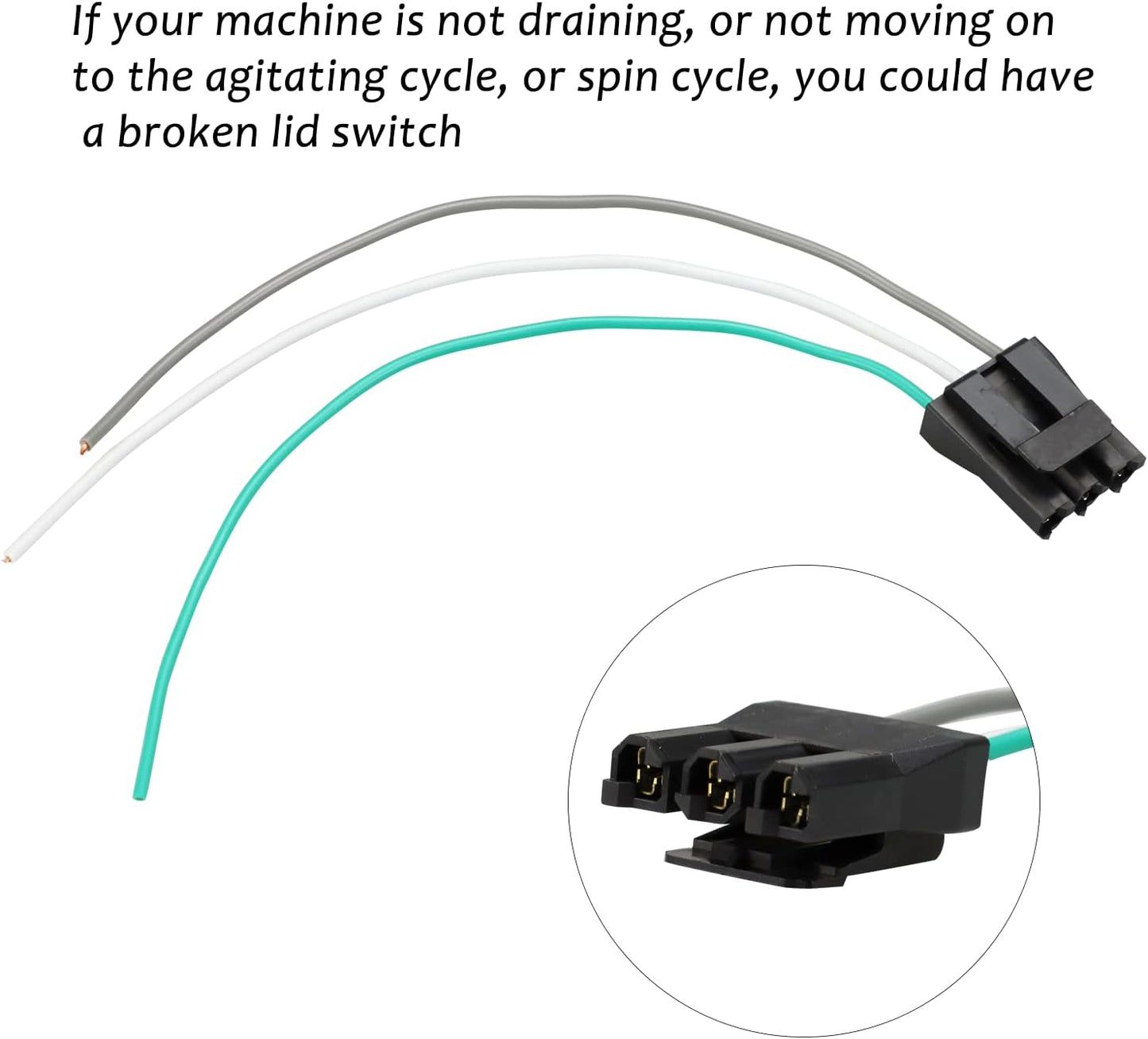 Lid Switch Connector Wire Harness for WP2172937, 2172937, AP6005924, 6005924, PS1173898