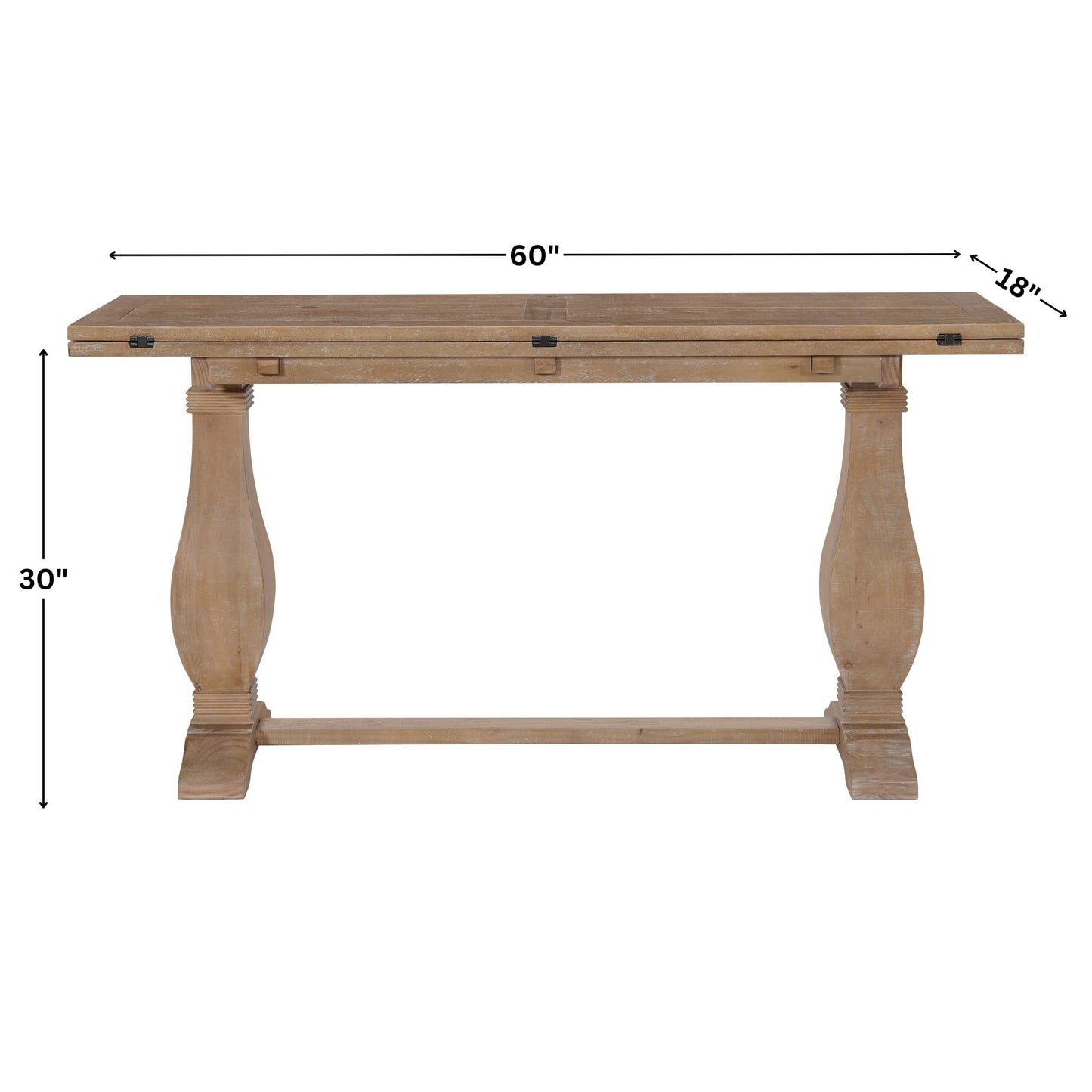 Martin Svensson Home Napa Solid Wood Pedestal Flip-Top Sofa Console Table, Driftwood