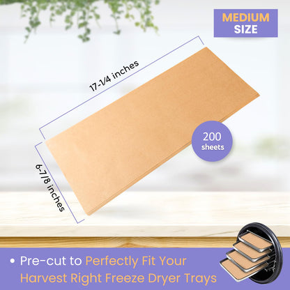 Crunch Co. 200 pack Parchment Paper For Harvest Right Freeze Dryer (M - Medium)
