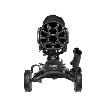 KVV 3 Wheel 360 Rotating Front Wheel Foldable/Collapsible Golf Push Cart with Foot Brake Open and Close in ONE Second-Free Umbrella Holder Included(Black/Charcoal)