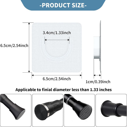 Adhesive Shower Rod Holders, Tension Rod Invisible Holders, No Drilling, Waterproof, Max Load 22 lbs, 4 Pieces