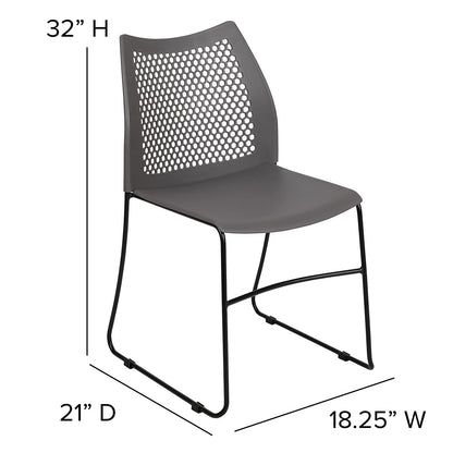 Flash Furniture Hercules Series Contoured Lobby Chairs with Air-Vent Honeycomb Backs, Ergonomic Stacking Chairs for Offices, Set of 5, Gray