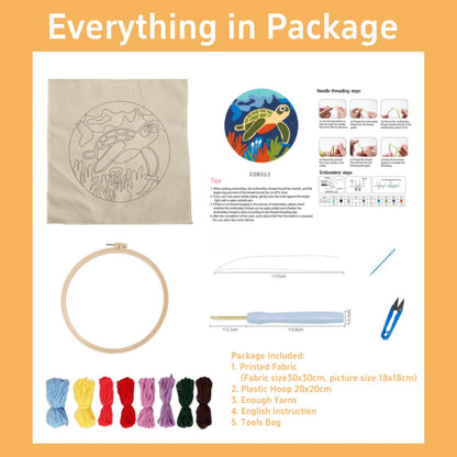 Punch Needle Kits Tiger Head Easy for Beginners DIY Punch Needle Yarn Starter Embroidery Set for Craft Lovers with Printed Pattern and Hoop for Home Decor 20x20cm(2)