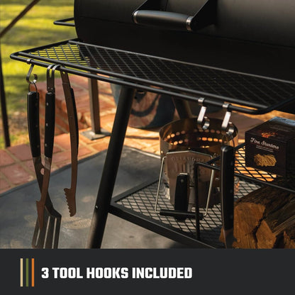 Oklahoma Joe's Highland Offset Reverse Flow Offset Charcoal Smoker and Grill With 1093 sq. in. Cooking Area in Black