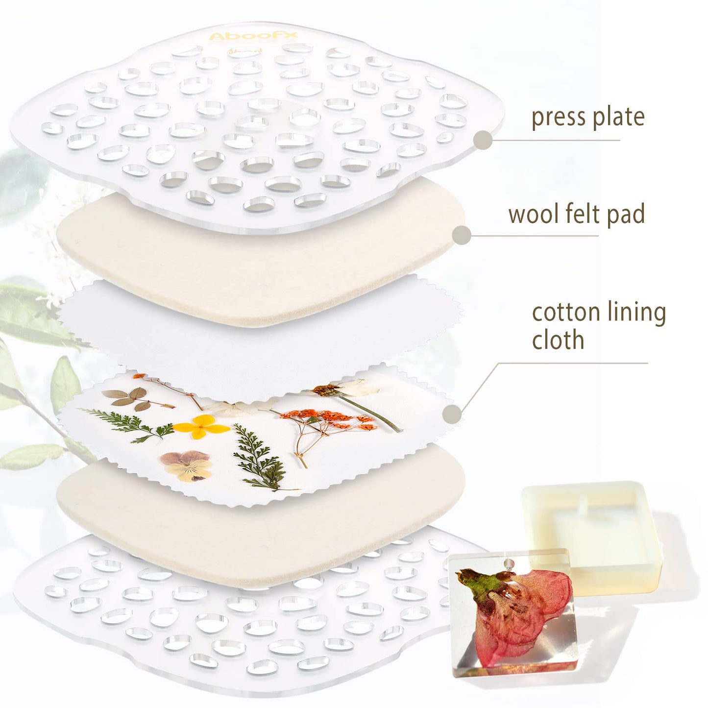 Aboofx Microwave Flower Press Kit, 6.3" Quick Drying Pressed Flower Art Kit with Washable Cloth, Vibrant Color Rentention, Resuable Flower Preservation Kit for DIY Flower Art, Gift for Nature Lover