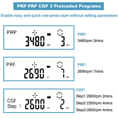 ONiLAB Professional PRP Centrifuge Machine 15mLx8, 10mL/7mL/1.5-5mlx 12, Lab Benchtop Centrifuge, 3 Preloaded Programs for Fast Operation,Store 9 Programs, 30sec-99min,300-4500rpm(Max. 2490xg)