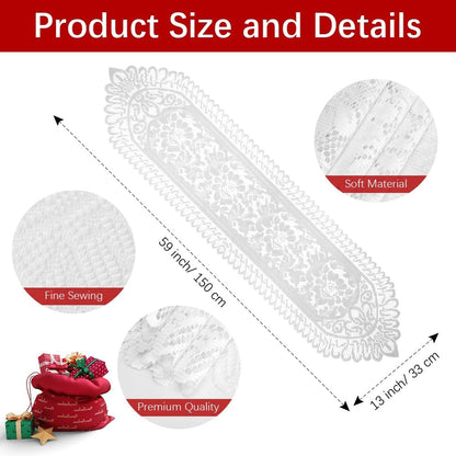 13x59 Inch Lace Table Runner White Table Runners Farmhouse Boho Table Runner Coffee Table Runners Cotton Woven Table
