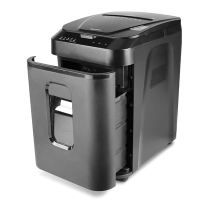 Amazon Basics 150-Sheet Autofeed Micro-Cut Paper and Credit Card Shredder, High Security Level P-4 with 8.5-Gallon Bin, 60-Minute Continuous Run Time, Black