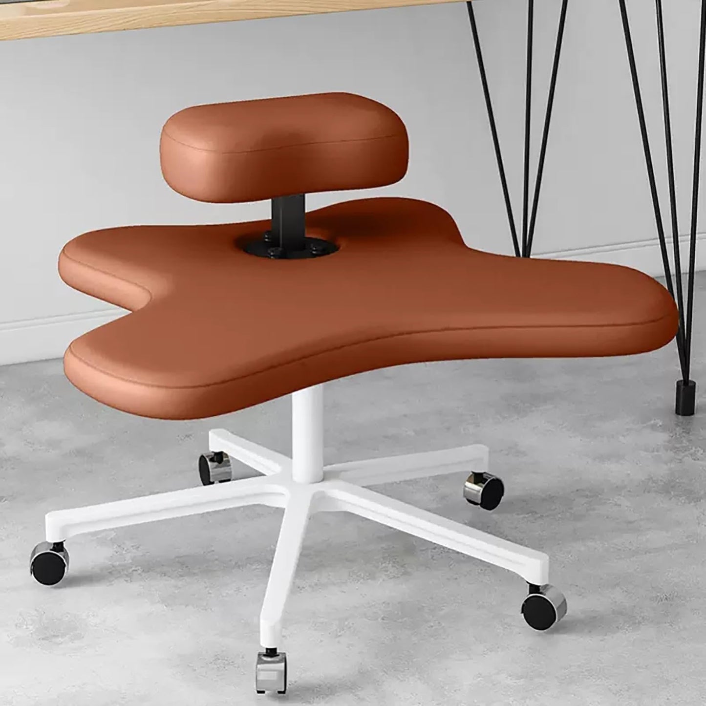 GenSDH Kneeling Chair, Cross Legged Chair with Height Adjustable, Meditation Chair for Office or Home, Ergonomic Posture Corrective Seat, for Relaxation TRAI,Brown-One Size
