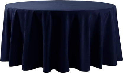 108 Inch Round Tablecloth - Washable Polyester Decorative Table Cover for Wedding Party Dining (Navy)