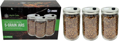 32oz 5-Grain (3-Pack) Myco Labs Premium Quick Colonizing Mushroom Spawn Jars