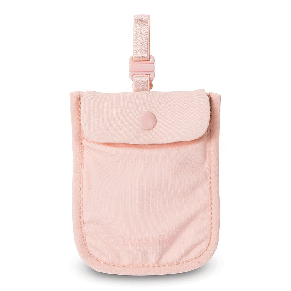 Pacsafe Coversafe S25 Hidden Undercover Travel Bra Pouch for Women (Washable) - Stash up to 6 Credit Cards plus Money and Key with Adjustable, Elastic Strap; Suitable for all Bra Sizes (Orchid Pink)
