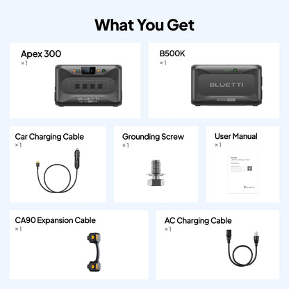 BLUETTI Apex 300 Portable Power Station & B500K Expansion Battery, 7884.8Wh LFP Battery Backup with 6 3840W AC Outlets (7680W Surge), 120V/240V Dual Voltage Output, for Home, RV and Emergencies