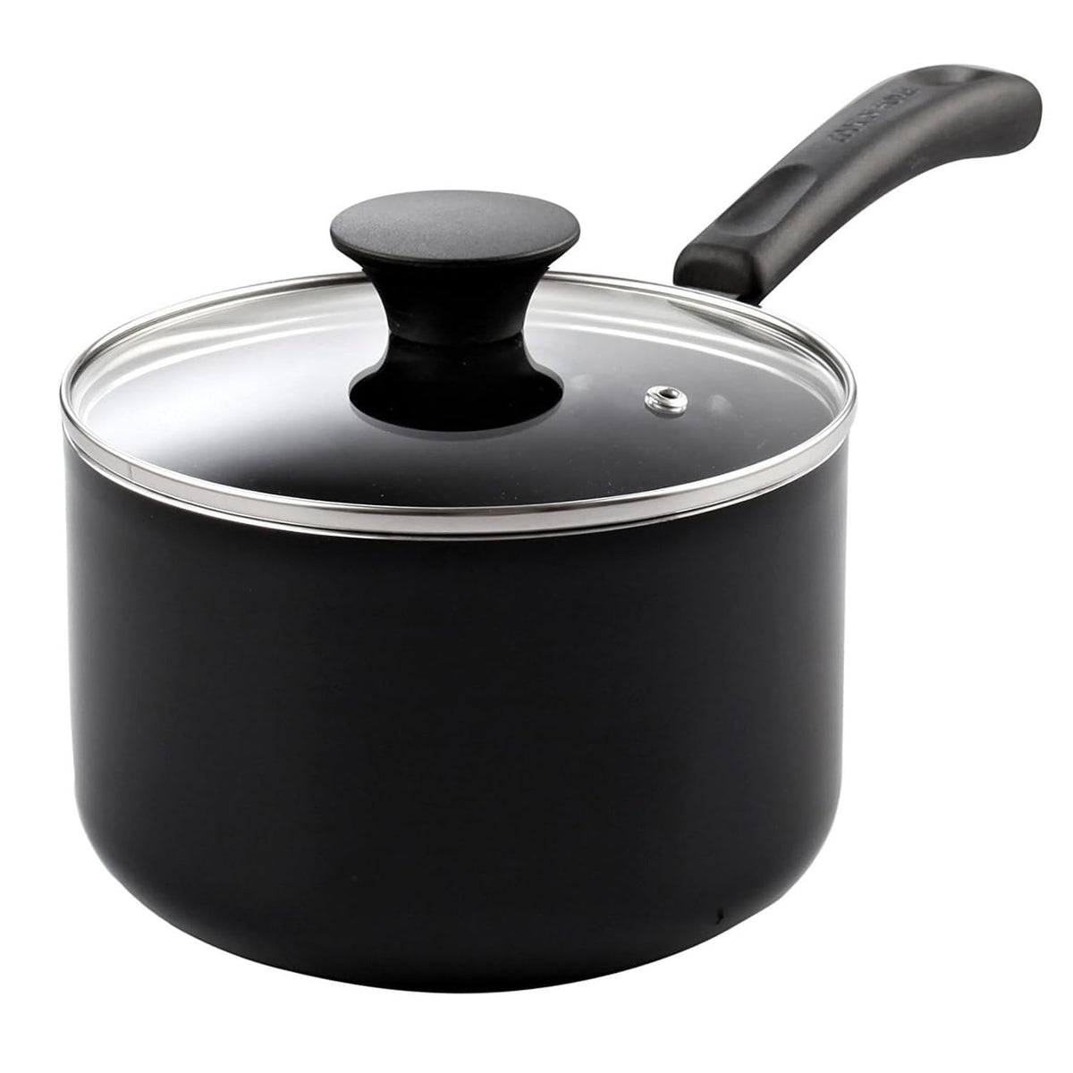 Cook N Home Nonstick Sauce Pan with Glass Lid 2-Qt, Multi-purpose Pot Saucepan Kitchenware, Black, Aluminum
