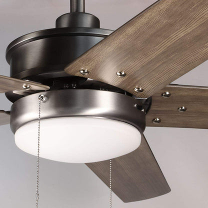 Progress Lighting P2574-8130K Protruding Mount, 5 Driftwood Blades Ceiling fan with 18 watts light, Antique Nickel